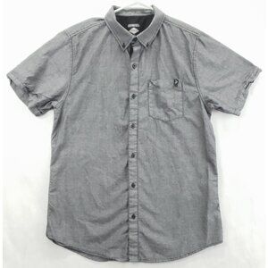 Dravus Shirt Mens Large Gray Cotton Chambray Short Sleeve Classic Button-Down
